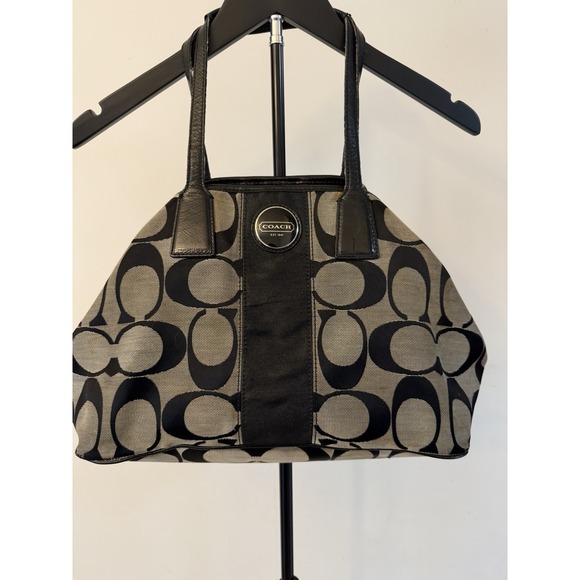 Coach Handbags - Coach Signature Kiss Lock Center Satchel Bag E1093-F13533